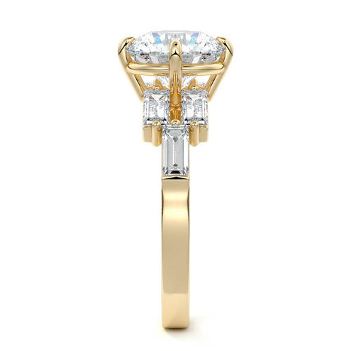 Nella - Round Yellow Gold Engagement Ring Side View | Nura Lab