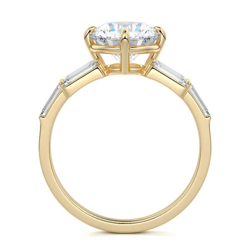 Nella - Round Yellow Gold Engagement Ring Profile View | Nura Lab