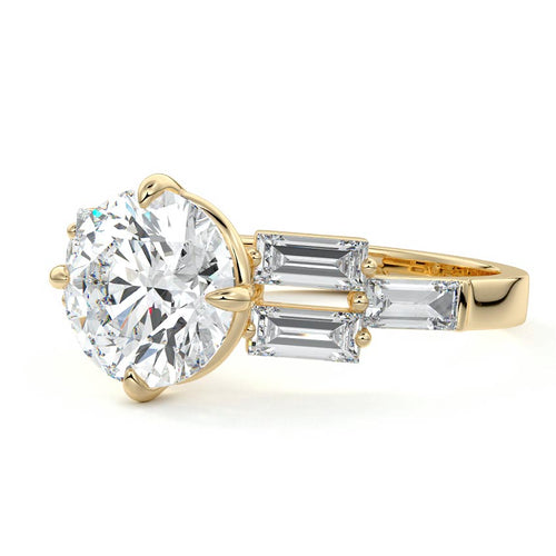 Nella - Round Yellow Gold Engagement Ring Detail View | Nura Lab