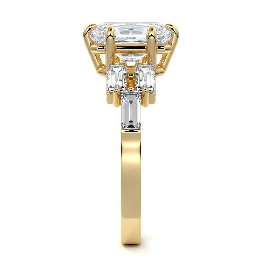 Nella - Radiant Yellow Gold Engagement Ring Side View | Nura Lab