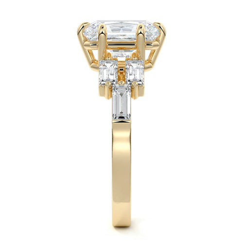 Nella - Radiant Yellow Gold Engagement Ring Side View | Nura Lab