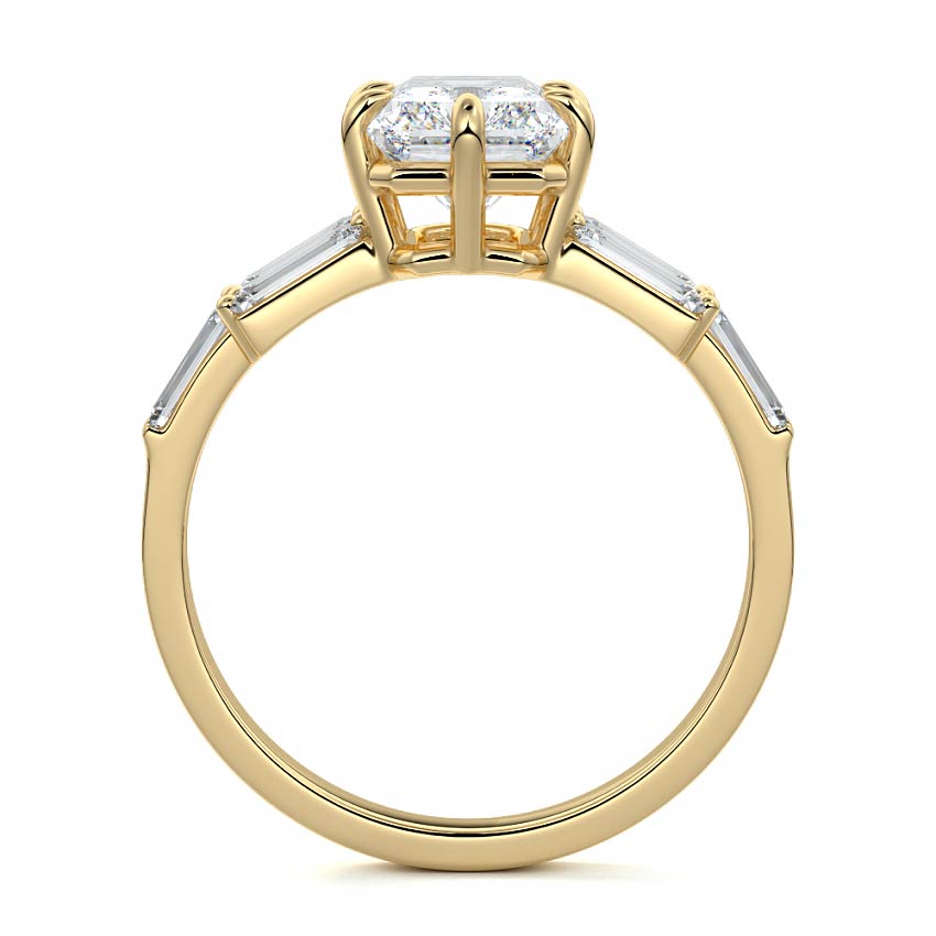 Nella - Radiant Yellow Gold Engagement Ring Profile View | Nura Lab
