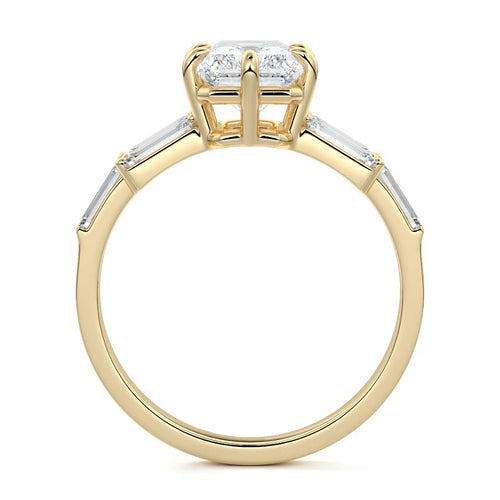 Nella - Radiant Yellow Gold Engagement Ring Profile View | Nura Lab