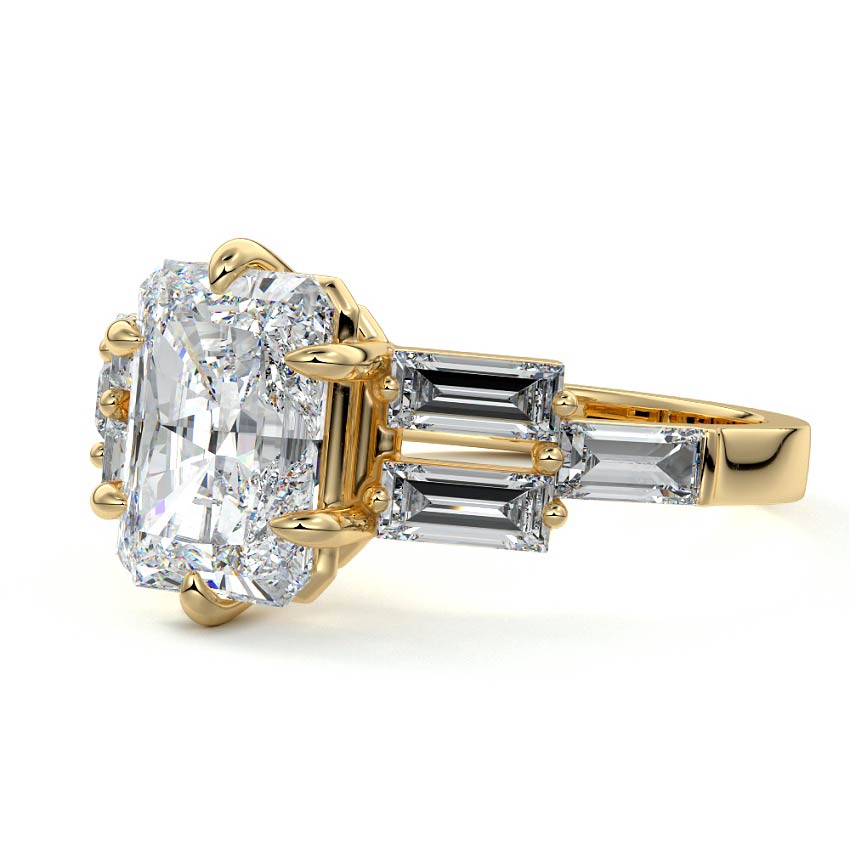 Nella - Radiant Yellow Gold Engagement Ring Detail View | Nura Lab