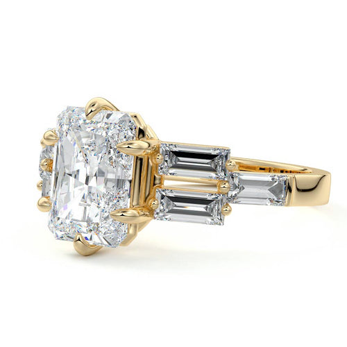 Nella - Radiant Yellow Gold Engagement Ring Detail View | Nura Lab