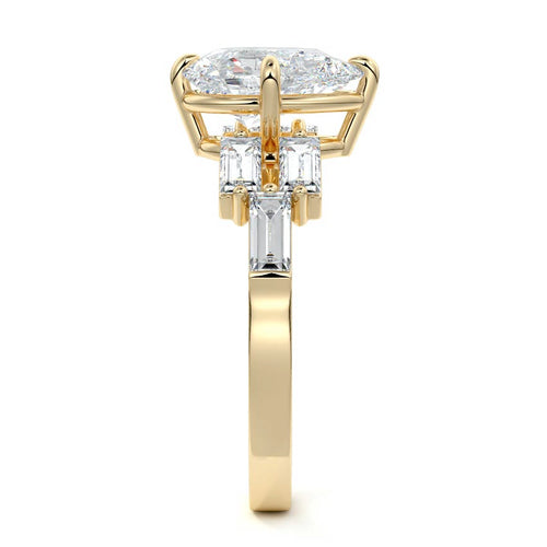 Nella - Pear Yellow Gold Engagement Ring Side View | Nura Lab