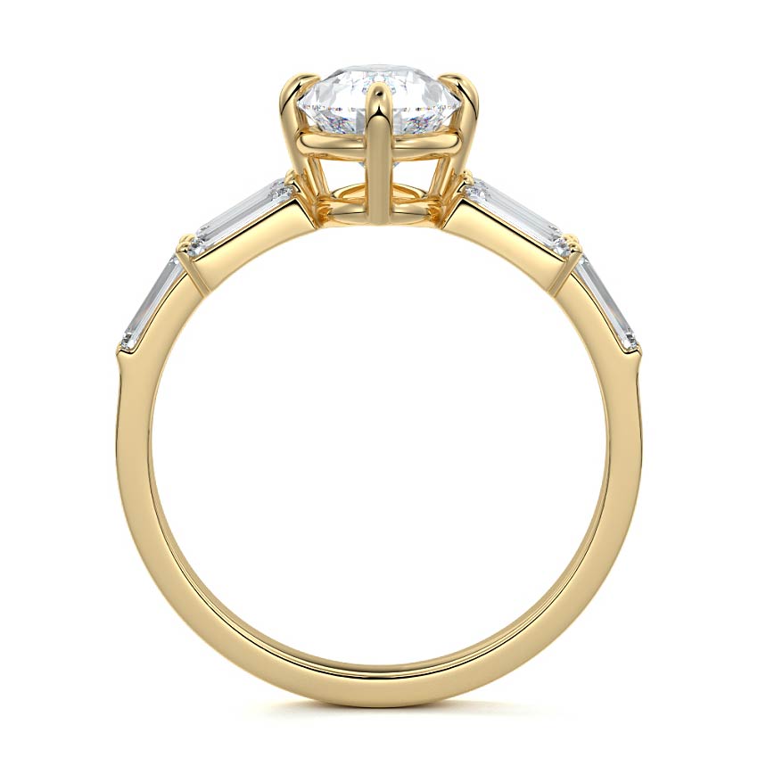 Nella - Pear Yellow Gold Engagement Ring Profile View | Nura Lab