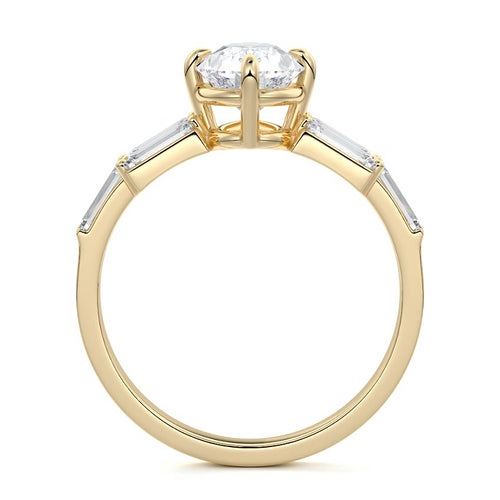 Nella - Pear Yellow Gold Engagement Ring Profile View | Nura Lab