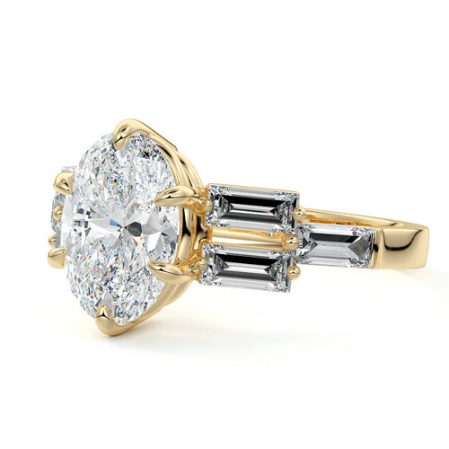 Nella - Oval Yellow Gold Lab Grown Diamond Engagement Ring | Nura Lab