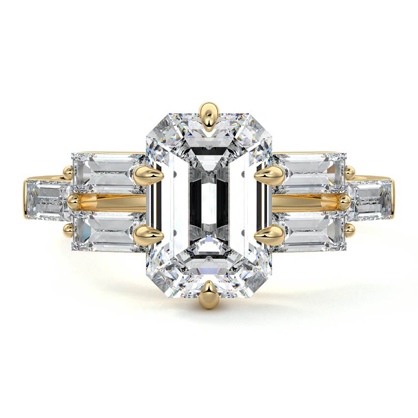 Nella - Emerald Cut Yellow Gold Lab Grown Diamond Engagement Ring | Nura Lab
