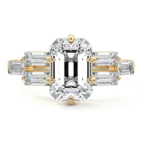 Nella - Emerald Cut Yellow Gold Lab Grown Diamond Engagement Ring | Nura Lab