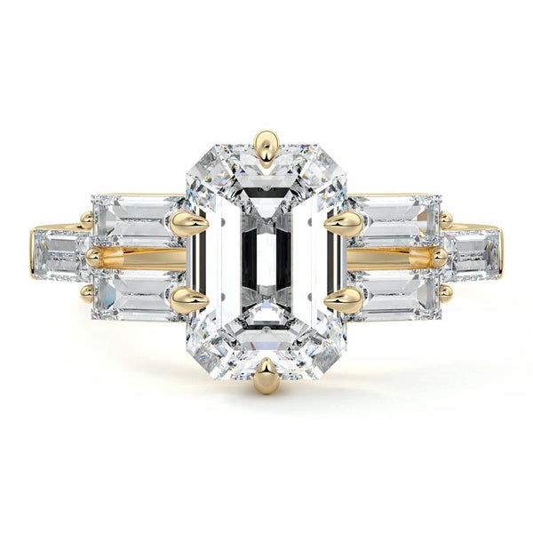 Nella - Emerald Cut Three-Stone Lab Grown Diamond Engagement Ring