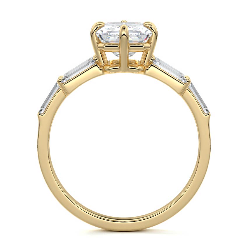 Nella - Emerald Cut Yellow Gold Engagement Ring Profile View | Nura Lab