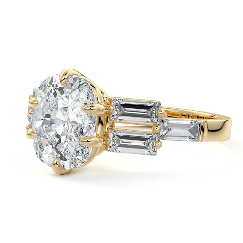 Nella - Cushion Yellow Gold Lab Grown Diamond Engagement Ring | Nura Lab