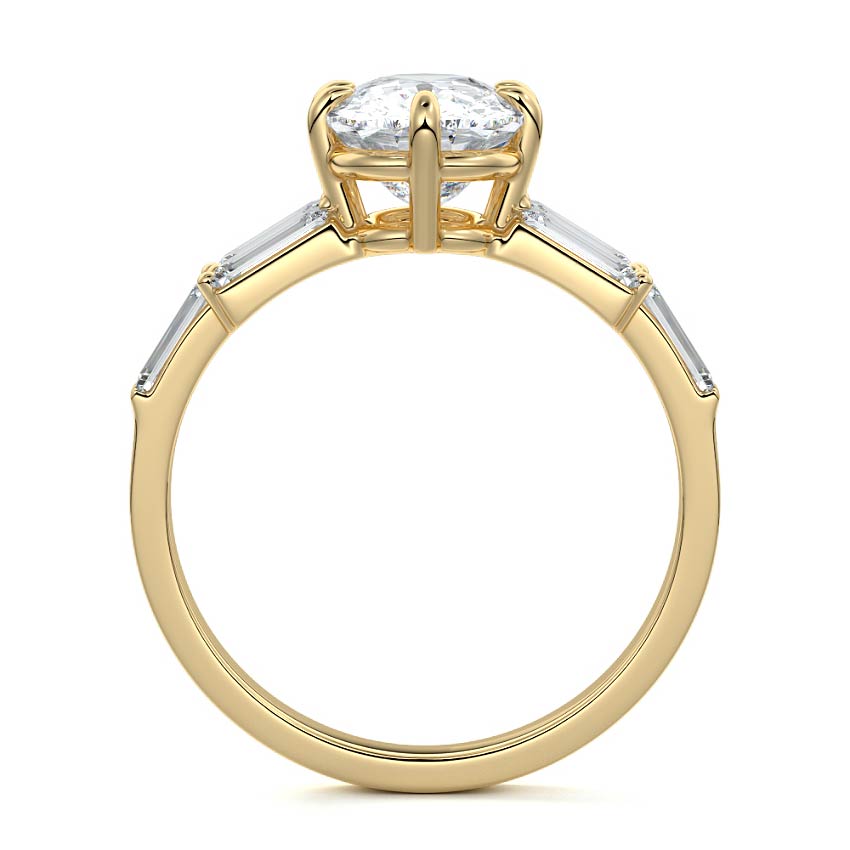 Nella - Cushion Yellow Gold Engagement Ring Profile View | Nura Lab