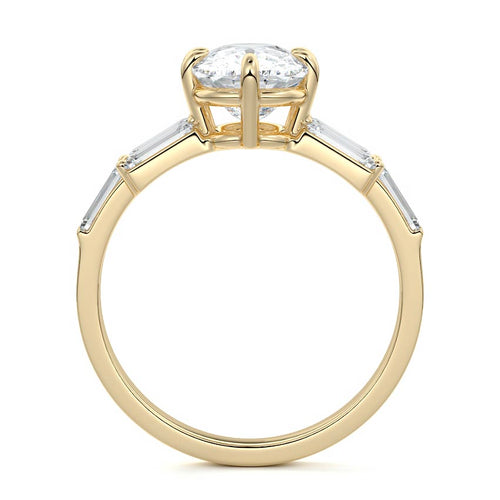 Nella - Cushion Yellow Gold Engagement Ring Profile View | Nura Lab