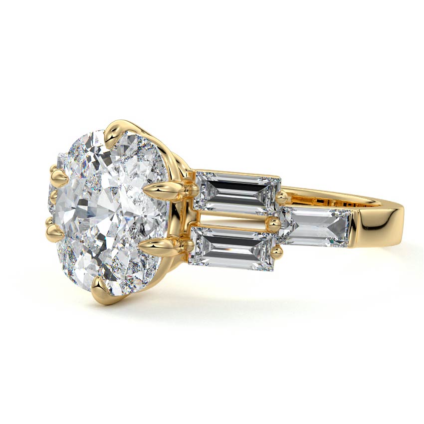 Nella - Cushion Yellow Gold Engagement Ring Detail View | Nura Lab