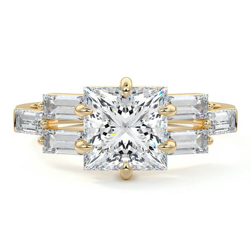 Nella - Princess Yellow Gold Lab Grown Diamond Engagement Ring | Nura Lab
