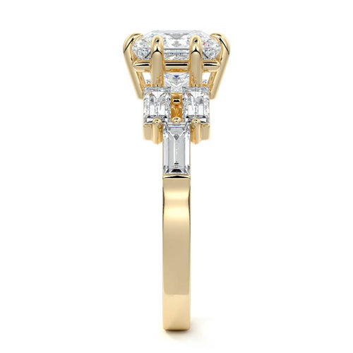 Nella - Princess Yellow Gold Engagement Ring Side View | Nura Lab