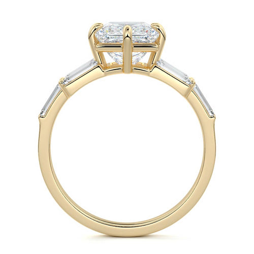 Nella - Princess Yellow Gold Engagement Ring Profile View | Nura Lab