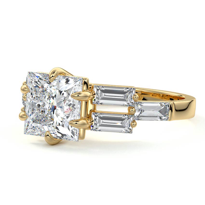 Nella - Princess Yellow Gold Engagement Ring Detail View | Nura Lab