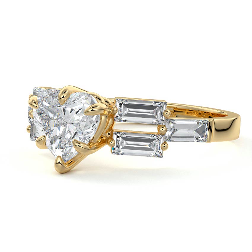 Nella - Heart Yellow Gold Engagement Ring Detail View | Nura Lab