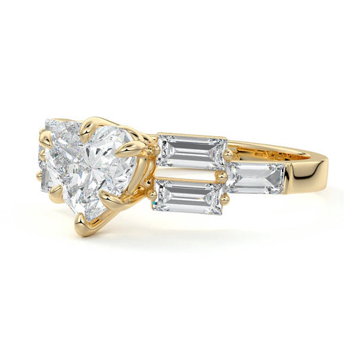 Nella - Heart Yellow Gold Engagement Ring Detail View | Nura Lab