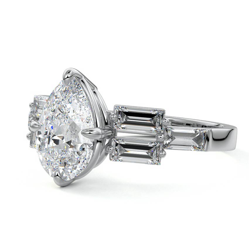 Nella - Pear White Gold Lab Grown Diamond Engagement Ring | Nura Lab