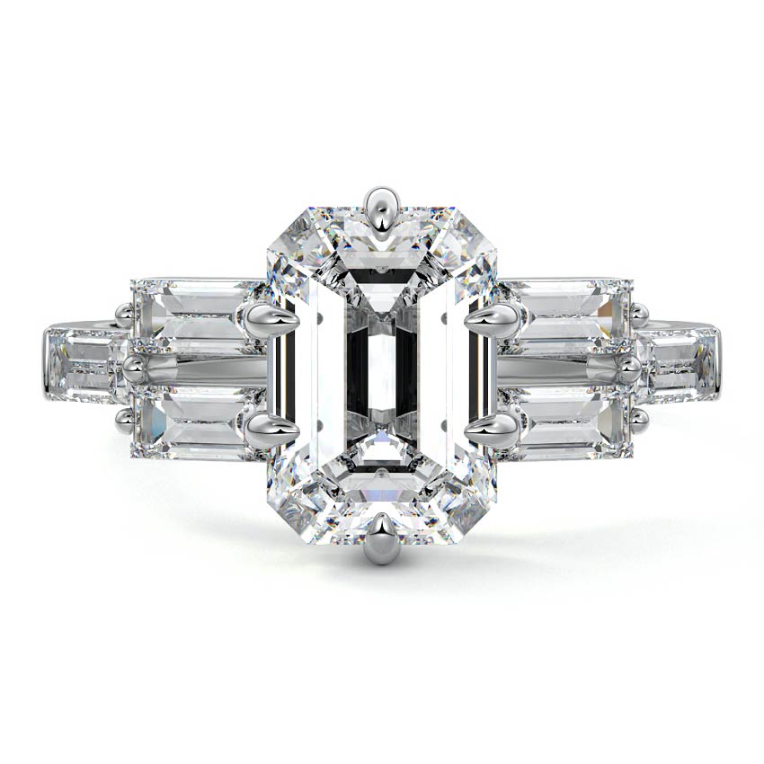 Nella - Emerald Cut White Gold Lab Grown Diamond Engagement Ring | Nura Lab