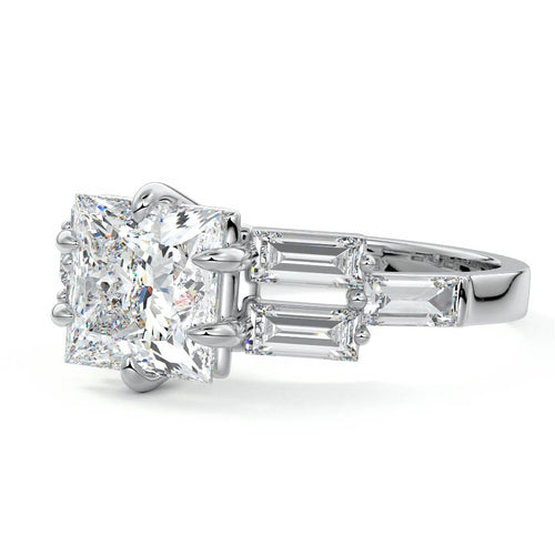 Nella princess three-stone lab grown diamond engagement ring in white gold