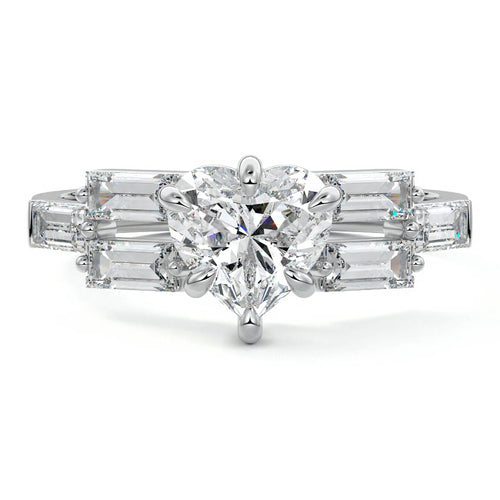 Nella - Heart White Gold Lab Grown Diamond Engagement Ring | Nura Lab