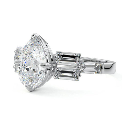 Nella - Pear Platinum Lab Grown Diamond Engagement Ring | Nura Lab