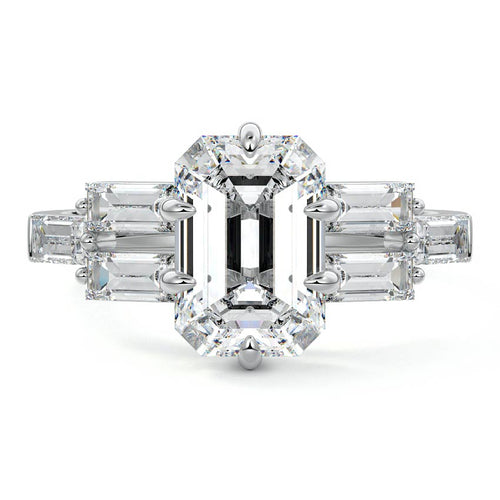 Nella - Emerald Cut Platinum Lab Grown Diamond Engagement Ring | Nura Lab