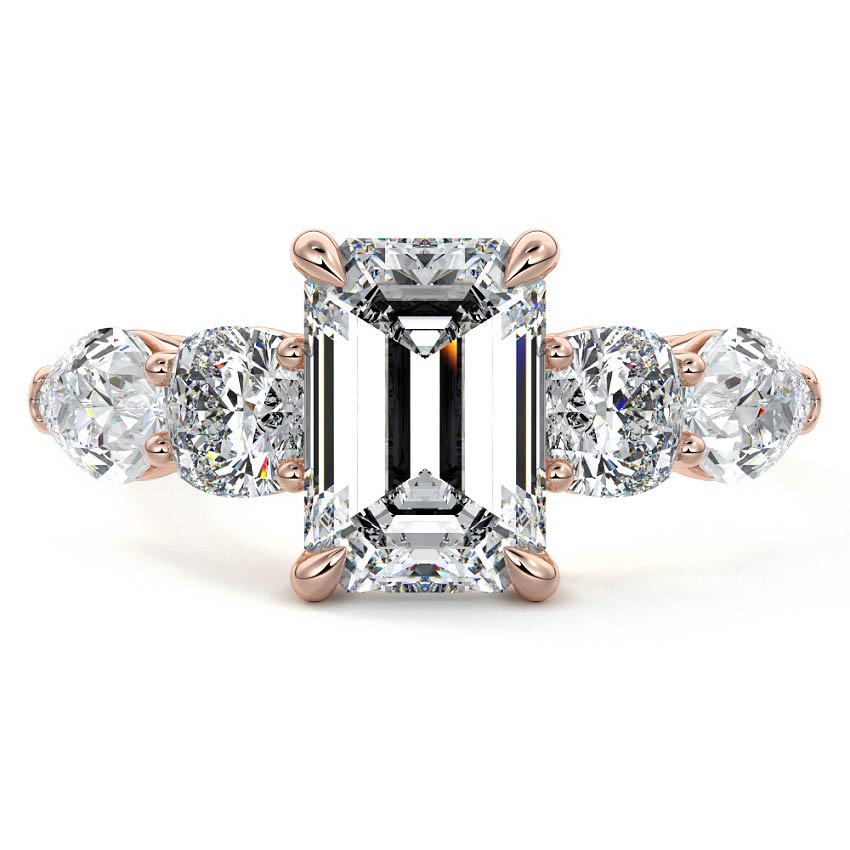 Nola - Emerald Cut Rose Gold Lab Grown Diamond Engagement Ring | Nura Lab