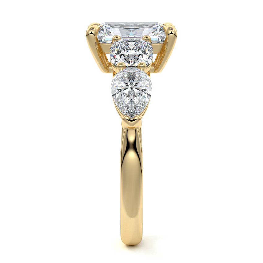 Nola - Radiant Yellow Gold Engagement Ring Side View | Nura Lab