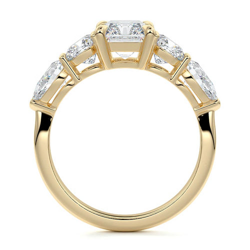 Nola - Radiant Yellow Gold Engagement Ring Profile View | Nura Lab