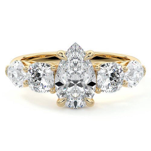 Nola - Pear Yellow Gold Lab Grown Diamond Engagement Ring | Nura Lab