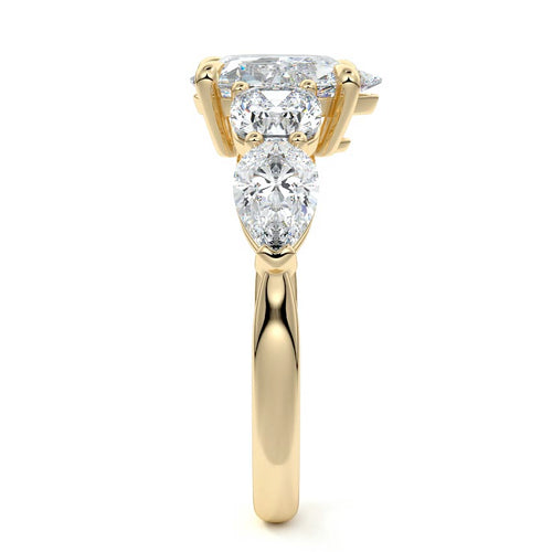Nola - Pear Yellow Gold Engagement Ring Side View | Nura Lab