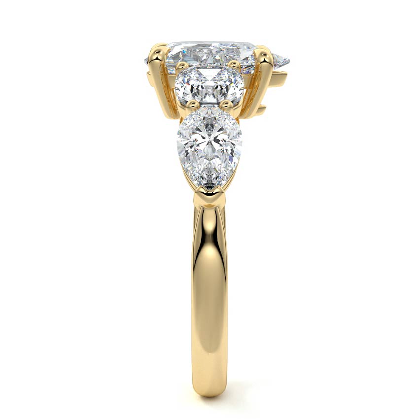 Nola pear multi-stone lab grown diamond engagement ring in yellow gold