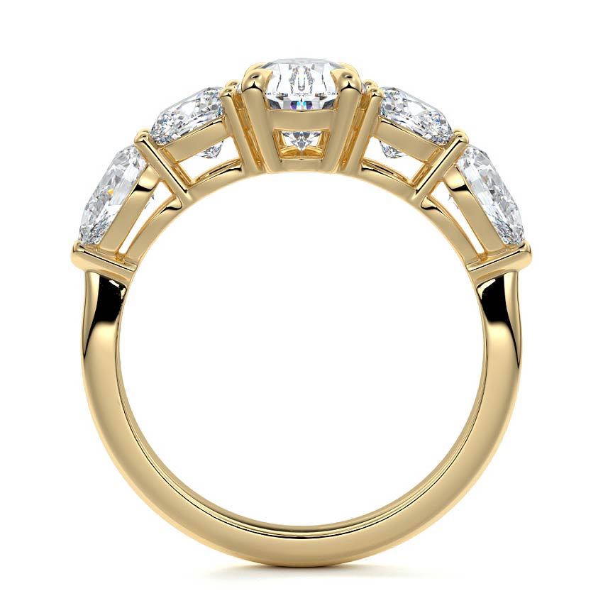 Nola - Pear Yellow Gold Engagement Ring Profile View | Nura Lab
