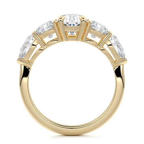 Nola - Pear Yellow Gold Engagement Ring Profile View | Nura Lab