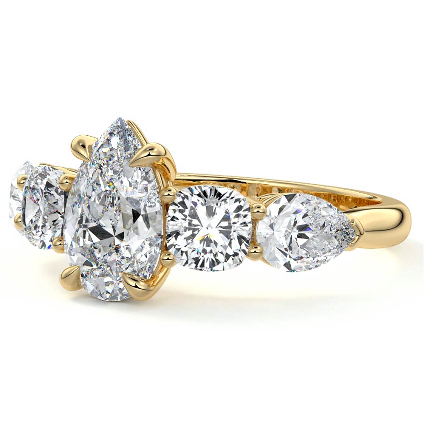 Nola - Pear Yellow Gold Engagement Ring Detail View | Nura Lab