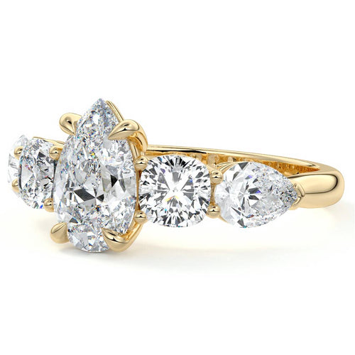Nola - Pear Yellow Gold Engagement Ring Detail View | Nura Lab