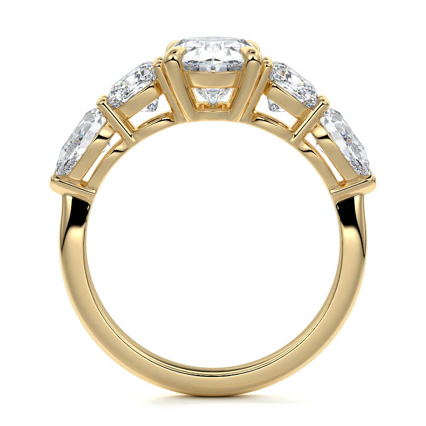 Nola - Oval Yellow Gold Engagement Ring Profile View | Nura Lab