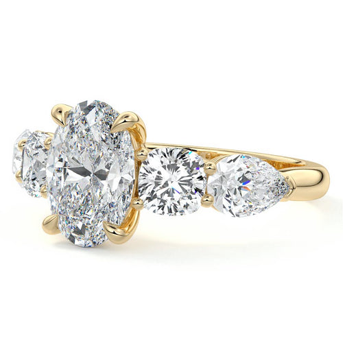 Nola - Oval Yellow Gold Engagement Ring Detail View | Nura Lab