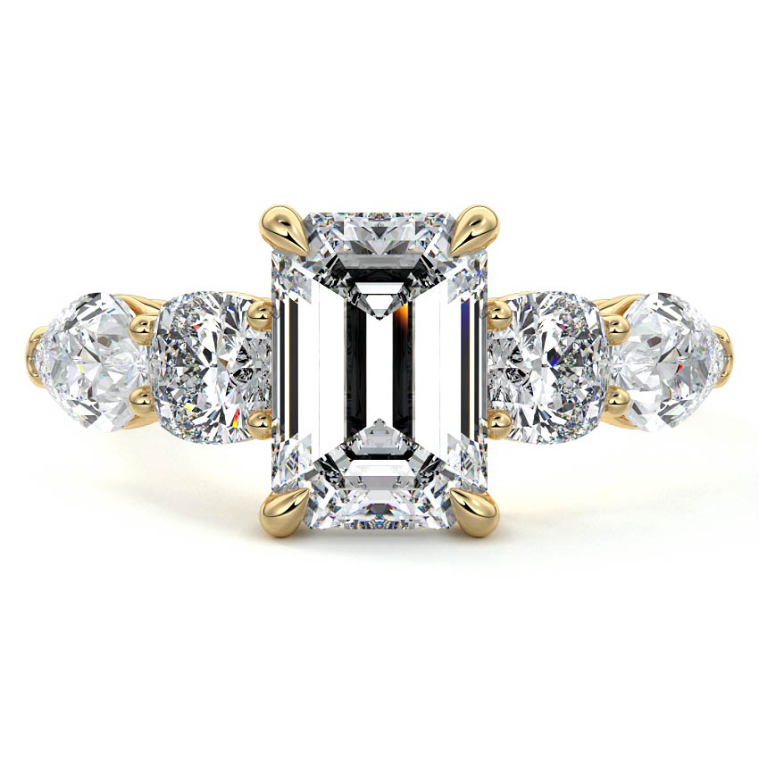 Nola - Emerald Cut Yellow Gold Lab Grown Diamond Engagement Ring | Nura Lab