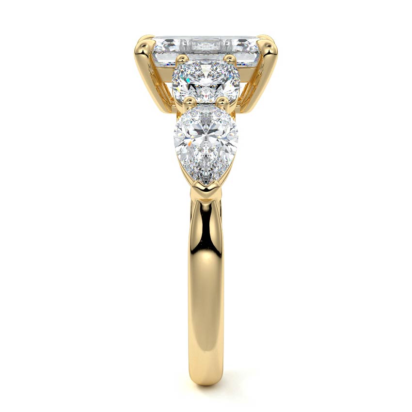 Nola - Emerald Cut Yellow Gold Engagement Ring Side View | Nura Lab