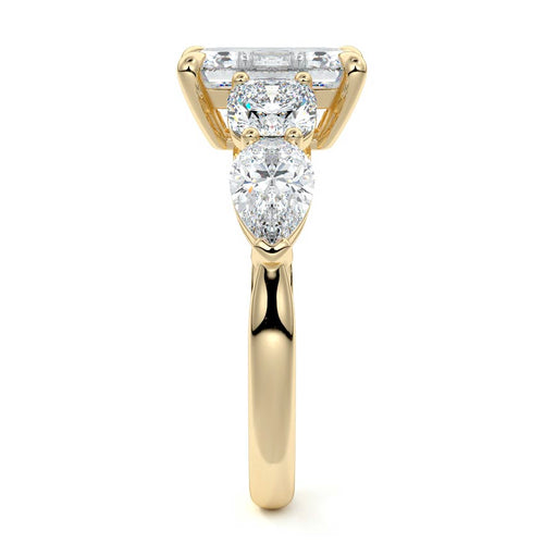 Nola - Emerald Cut Yellow Gold Engagement Ring Side View | Nura Lab