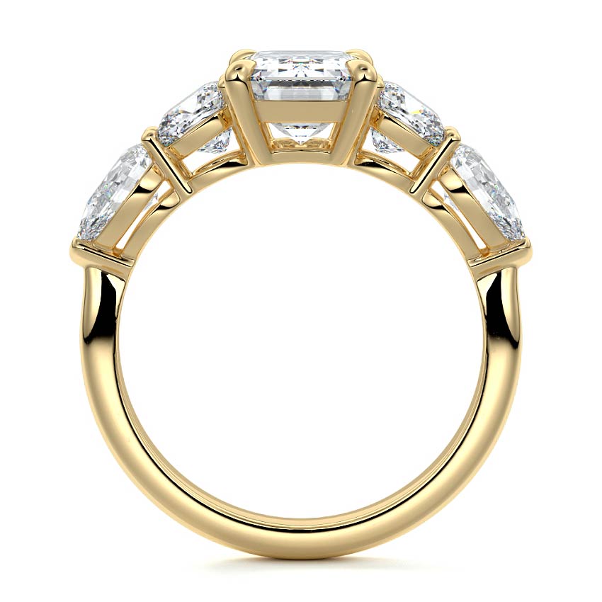 Nola - Emerald Cut Yellow Gold Engagement Ring Profile View | Nura Lab