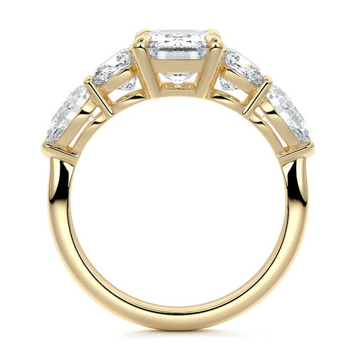 Nola - Emerald Cut Yellow Gold Engagement Ring Profile View | Nura Lab
